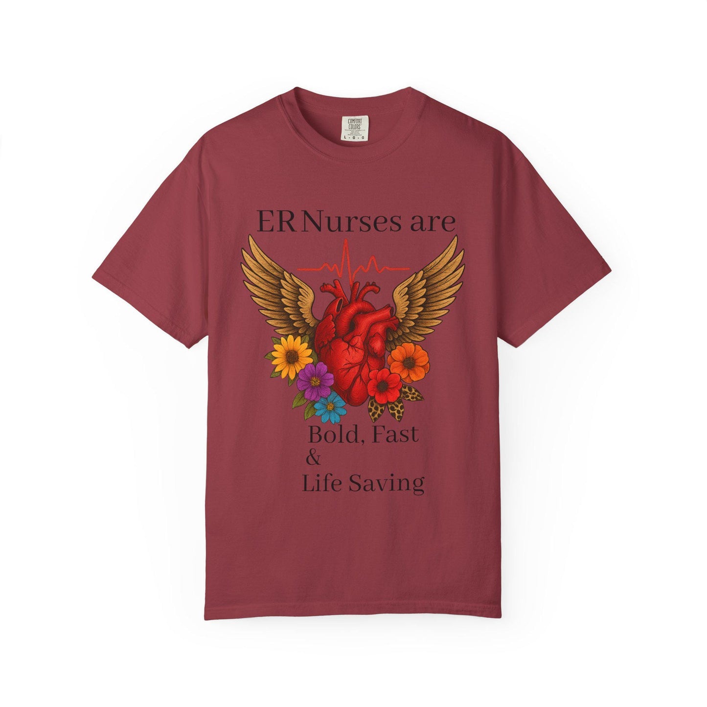 ER Nurse Floral Heart Graphic Tee, Unisex Cotton T-Shirt